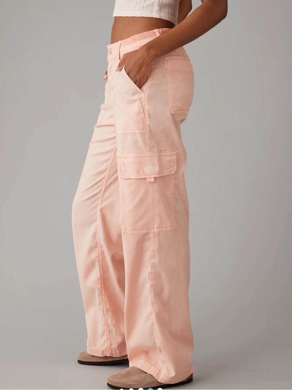 NWT AE Dreamy Drape Stretch Cargo Super High-Waisted Baggy Wide-Leg Pant sz 6 - Picture 3 of 11